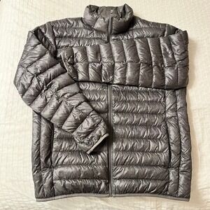 UNIQLO Jacket Men XL Gray Ultra Light Down Full Zip Pocket Performance Packable